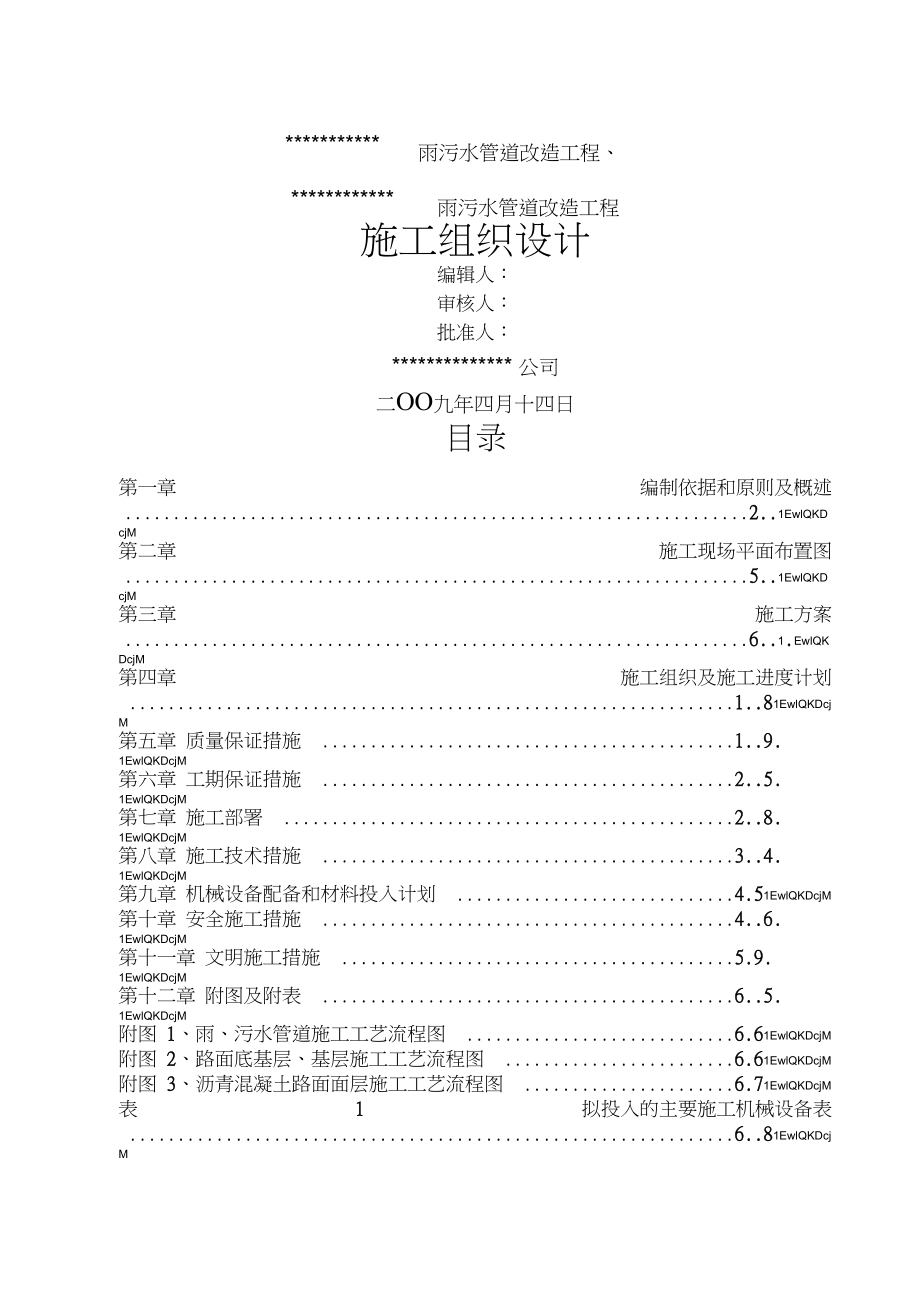 雨污水管道改造工程标段技术标_第1页