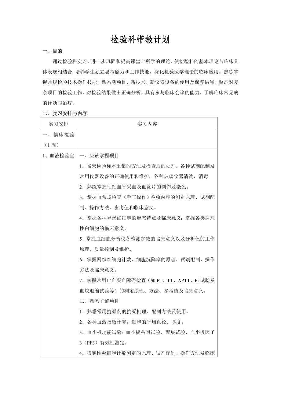 检验科带教计划_第1页