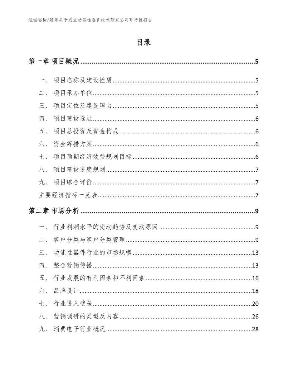 随州关于成立功能性器件技术研发公司可行性报告参考范文_第1页