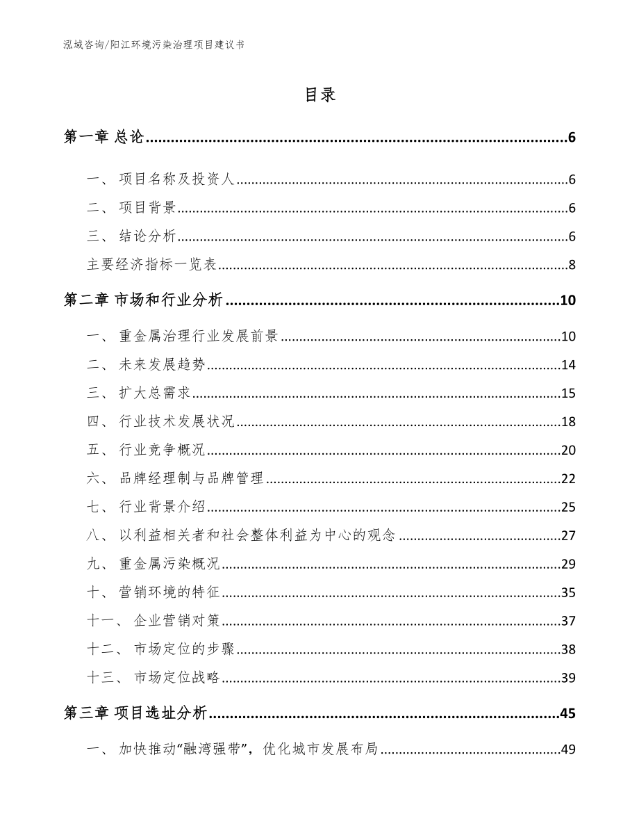 阳江环境污染治理项目建议书_第1页
