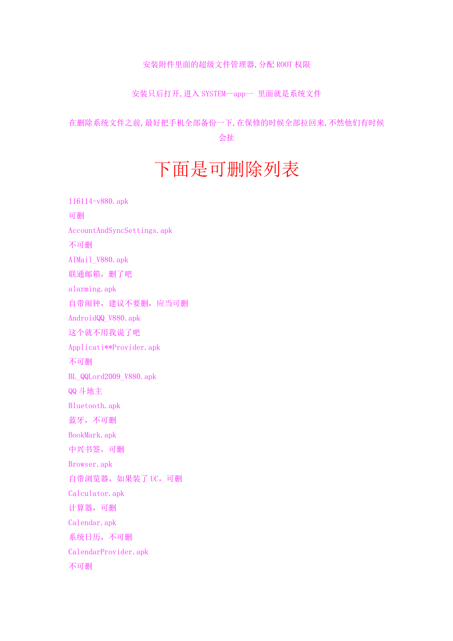 中兴V880国行版玩机总结④国行可删列表_第1页