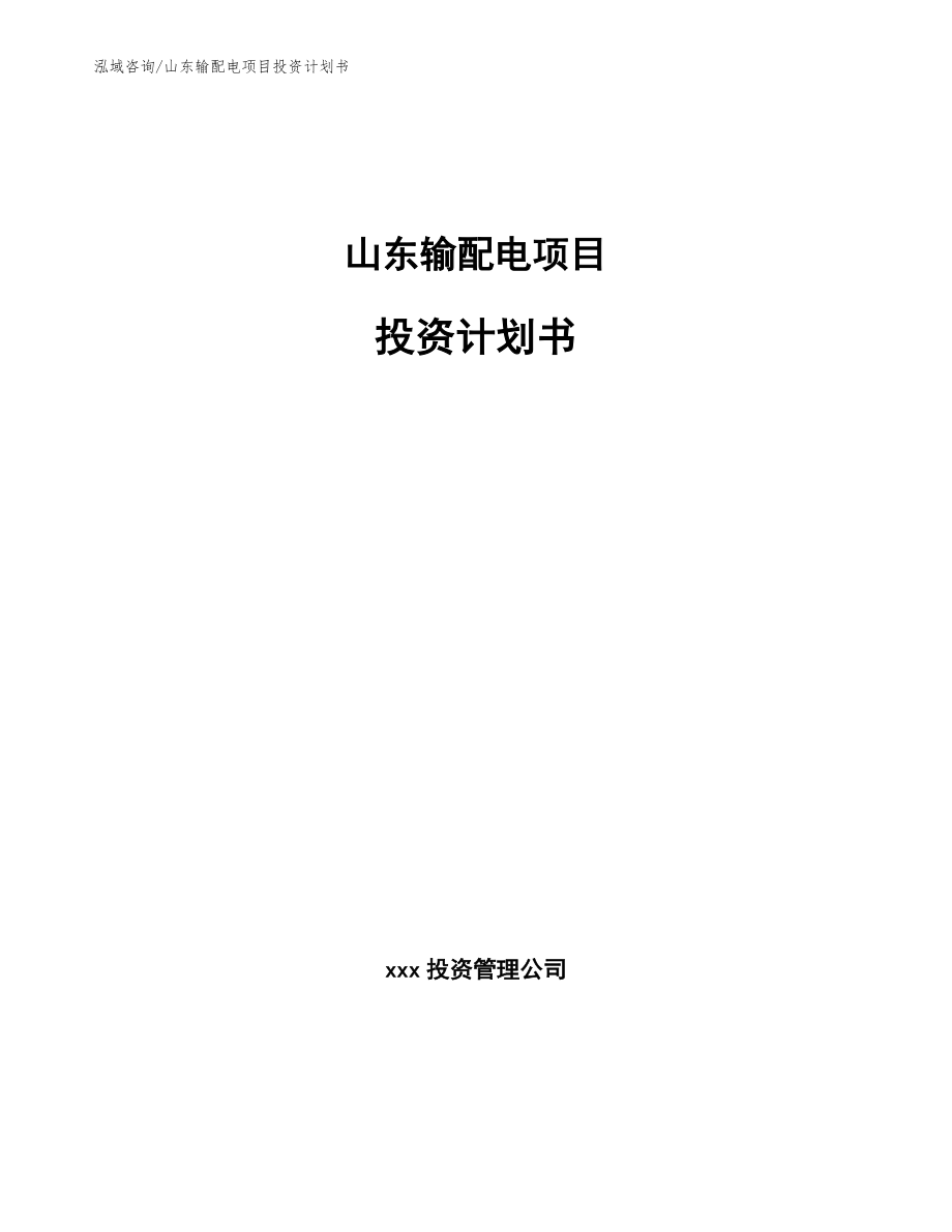 山东输配电项目投资计划书（模板范本）_第1页