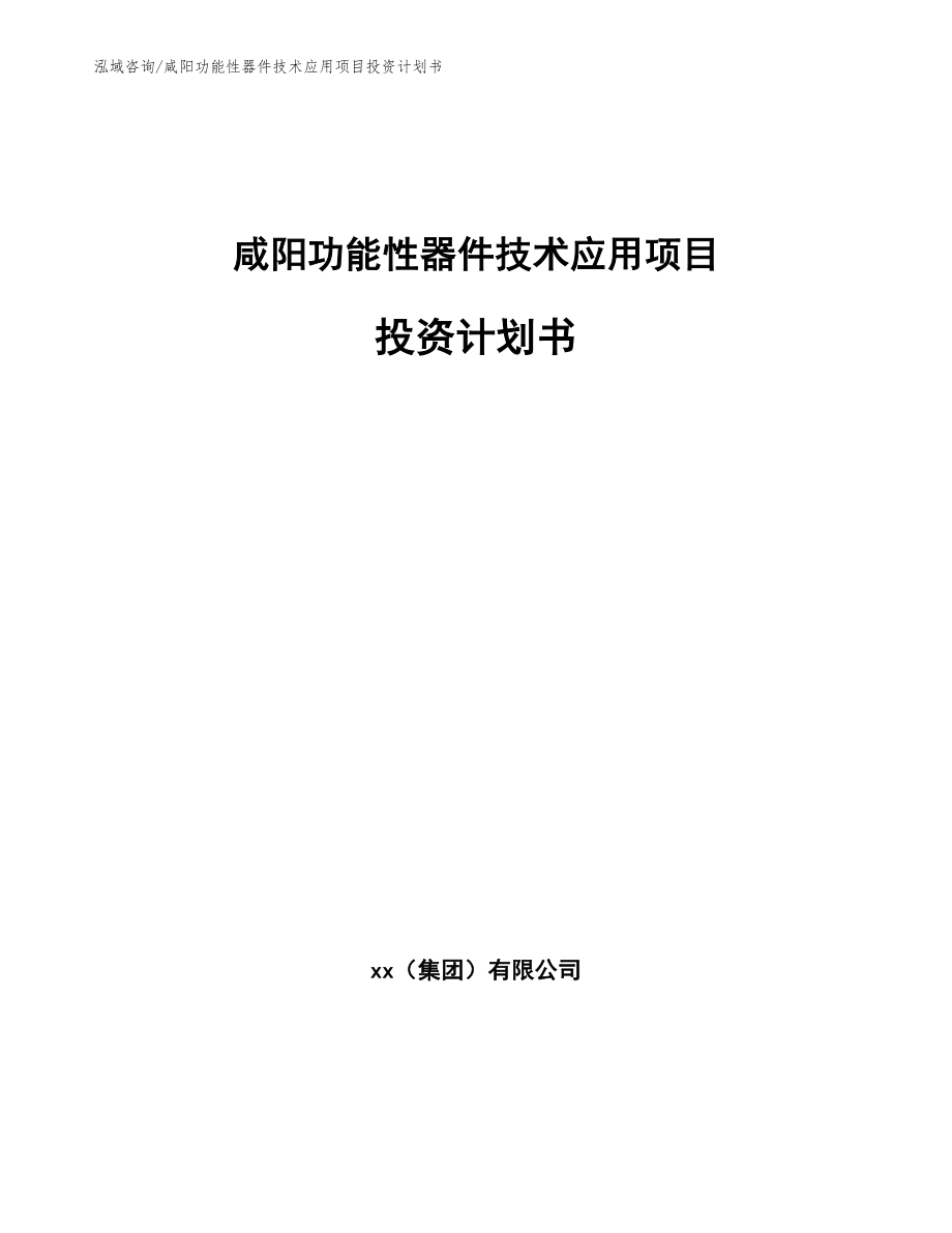咸阳功能性器件技术应用项目投资计划书_第1页