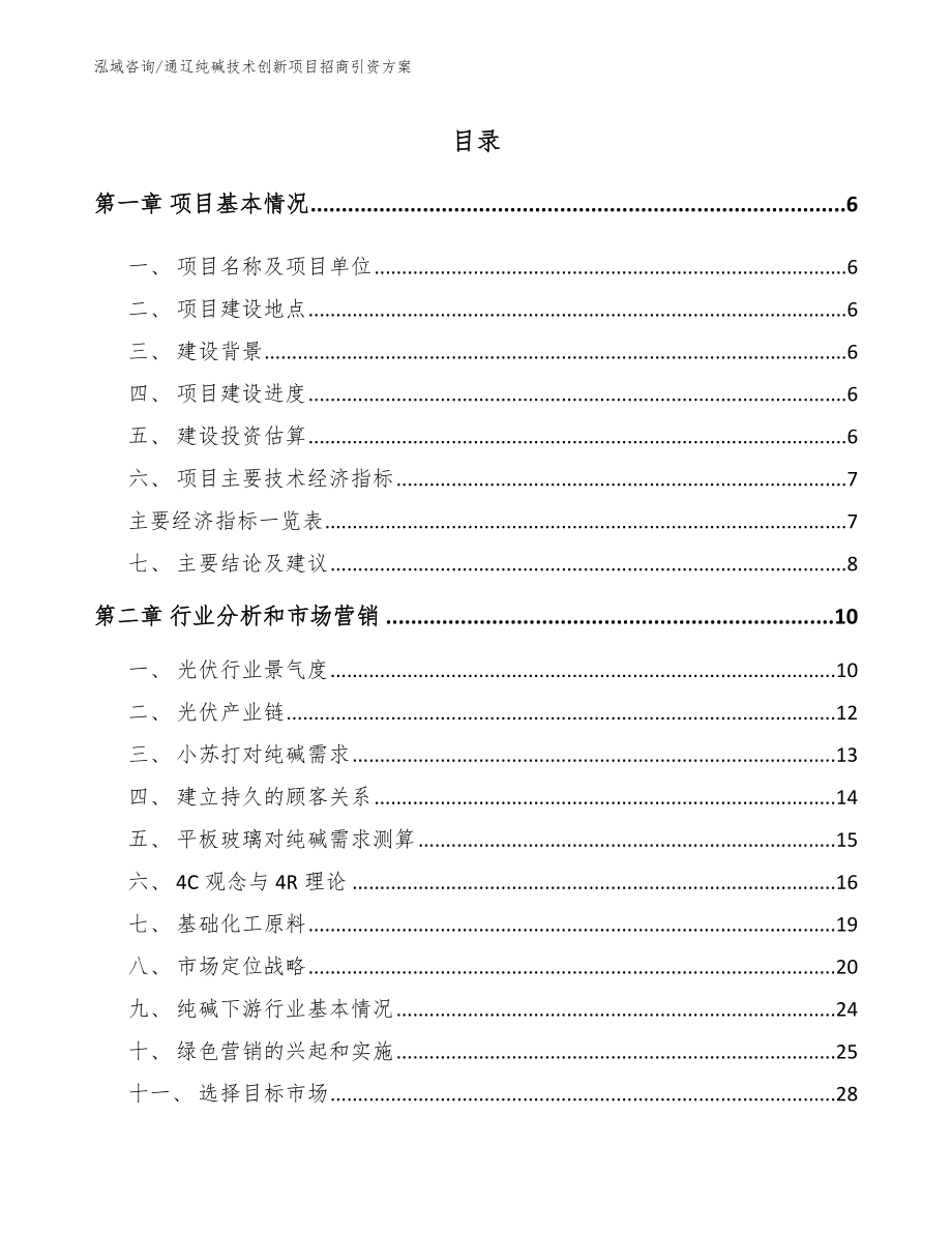通辽纯碱技术创新项目招商引资方案【范文参考】_第1页