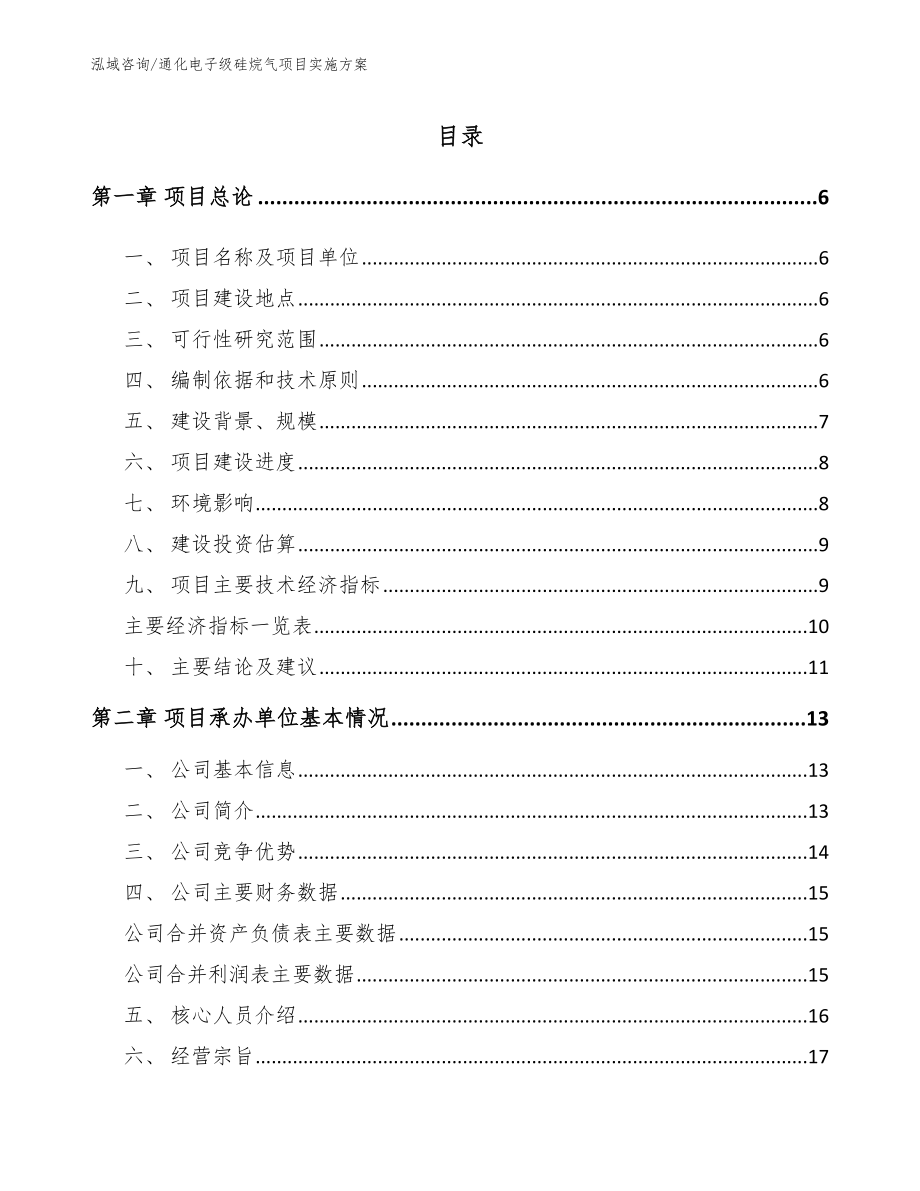 通化电子级硅烷气项目实施方案参考范文_第1页