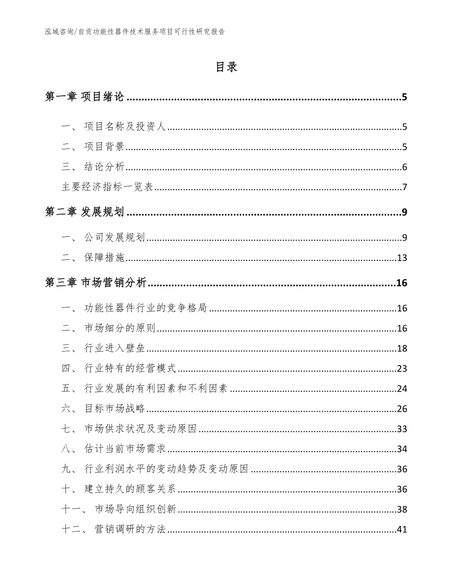 自贡功能性器件技术服务项目可行性研究报告_范文参考_第1页