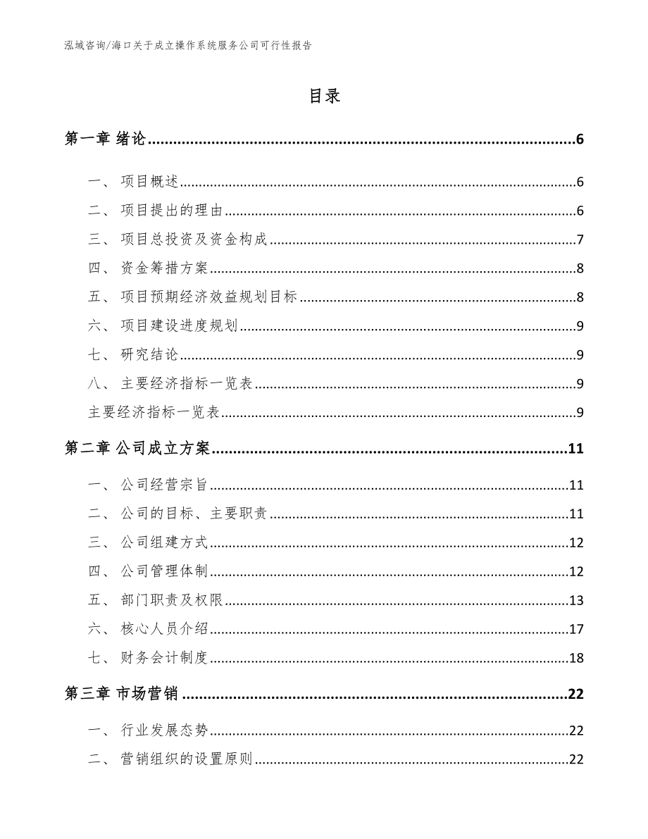 海口关于成立操作系统服务公司可行性报告（范文）_第1页