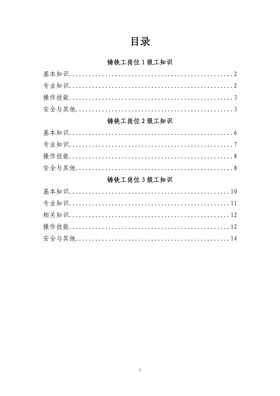 铸铁车间铸铁机岗位等级划分学习材料[1]_第1页