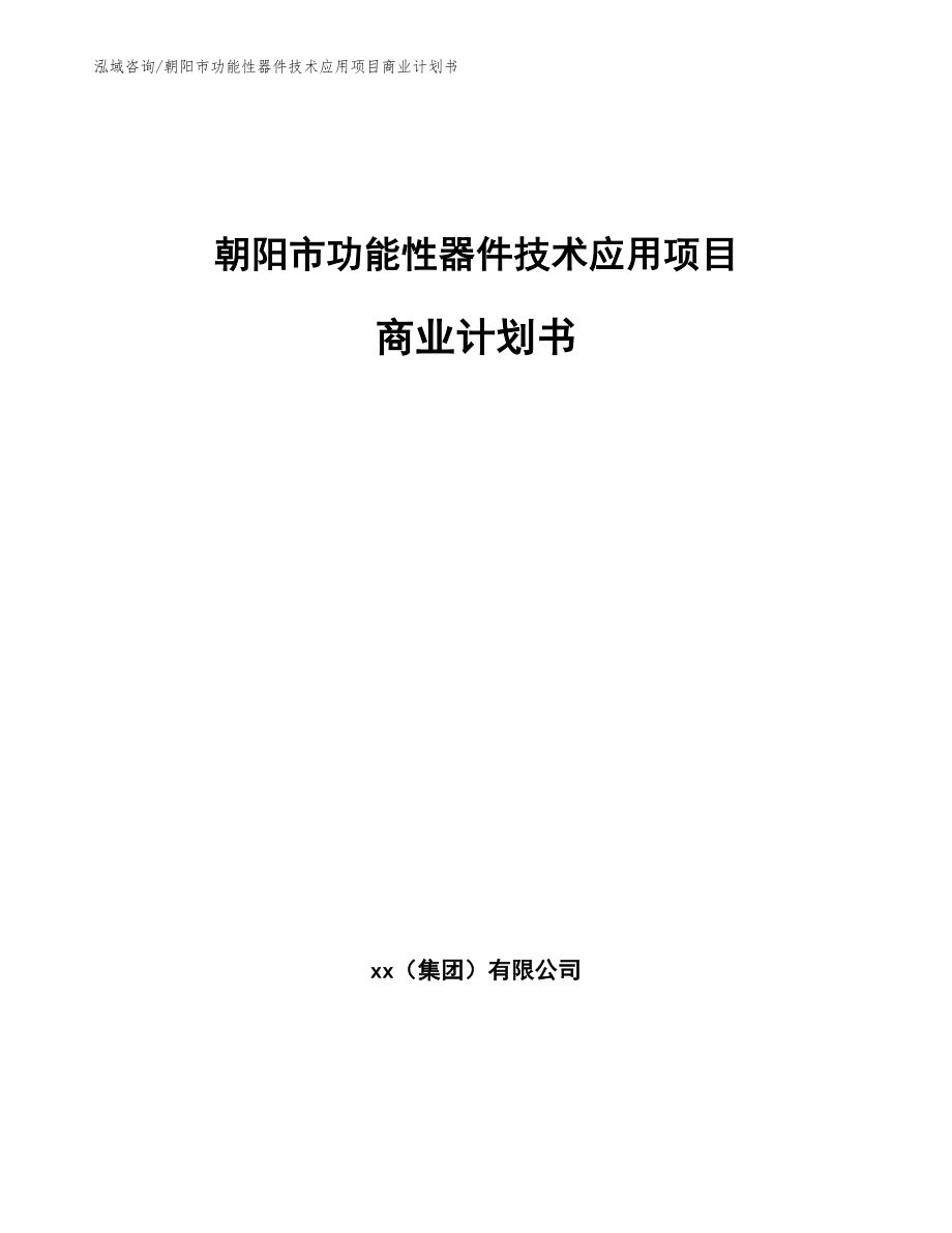 朝阳市功能性器件技术应用项目商业计划书_第1页