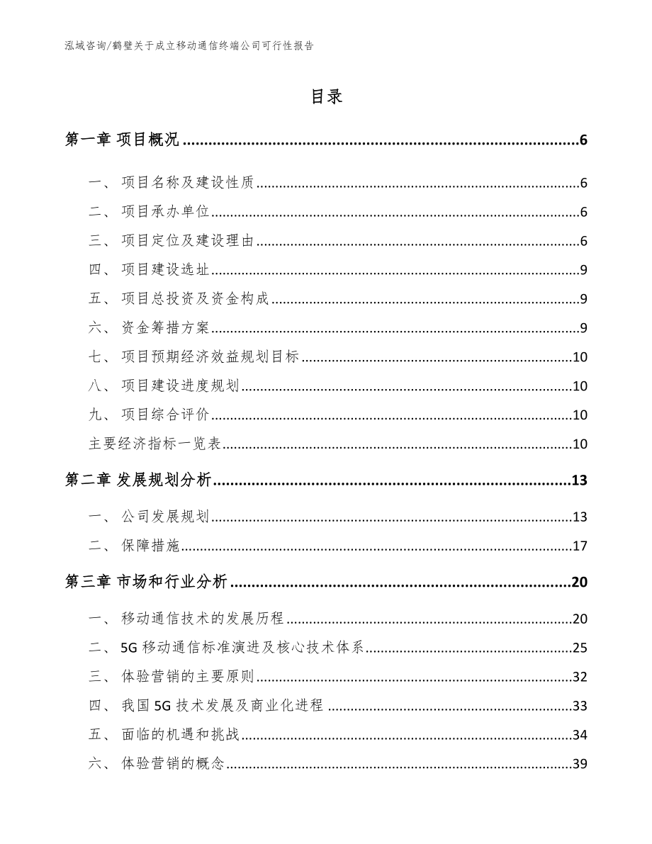 鹤壁关于成立移动通信终端公司可行性报告_第1页