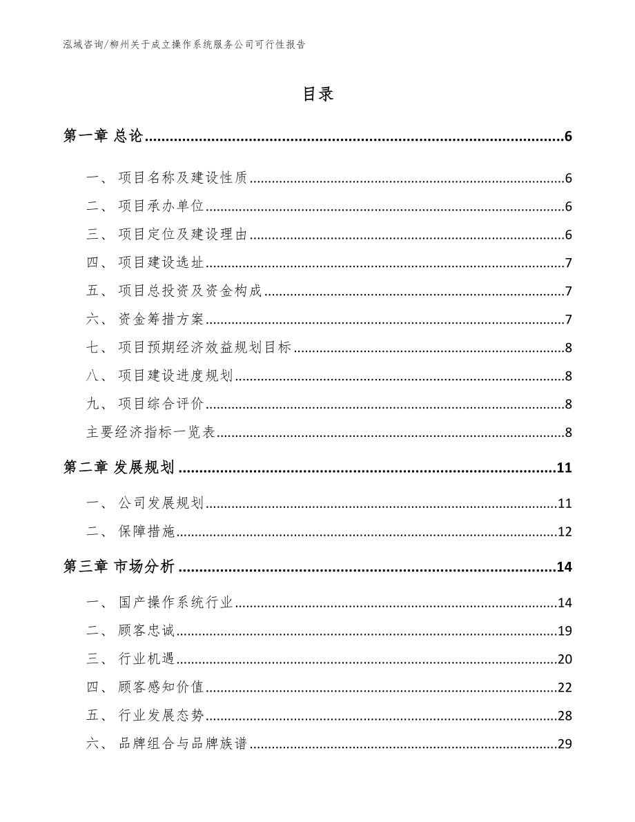 柳州关于成立操作系统服务公司可行性报告_第1页