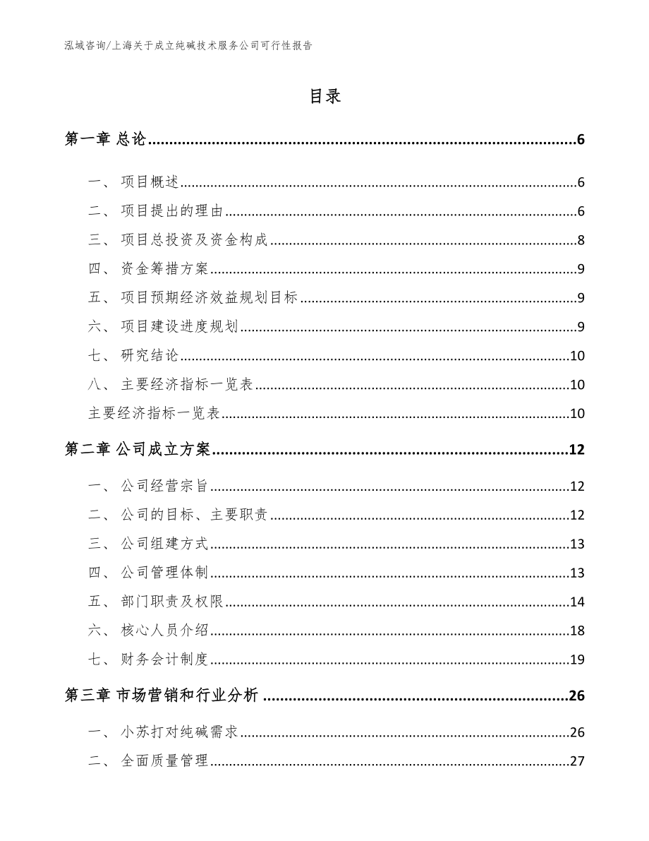 上海关于成立纯碱技术服务公司可行性报告模板范文_第1页