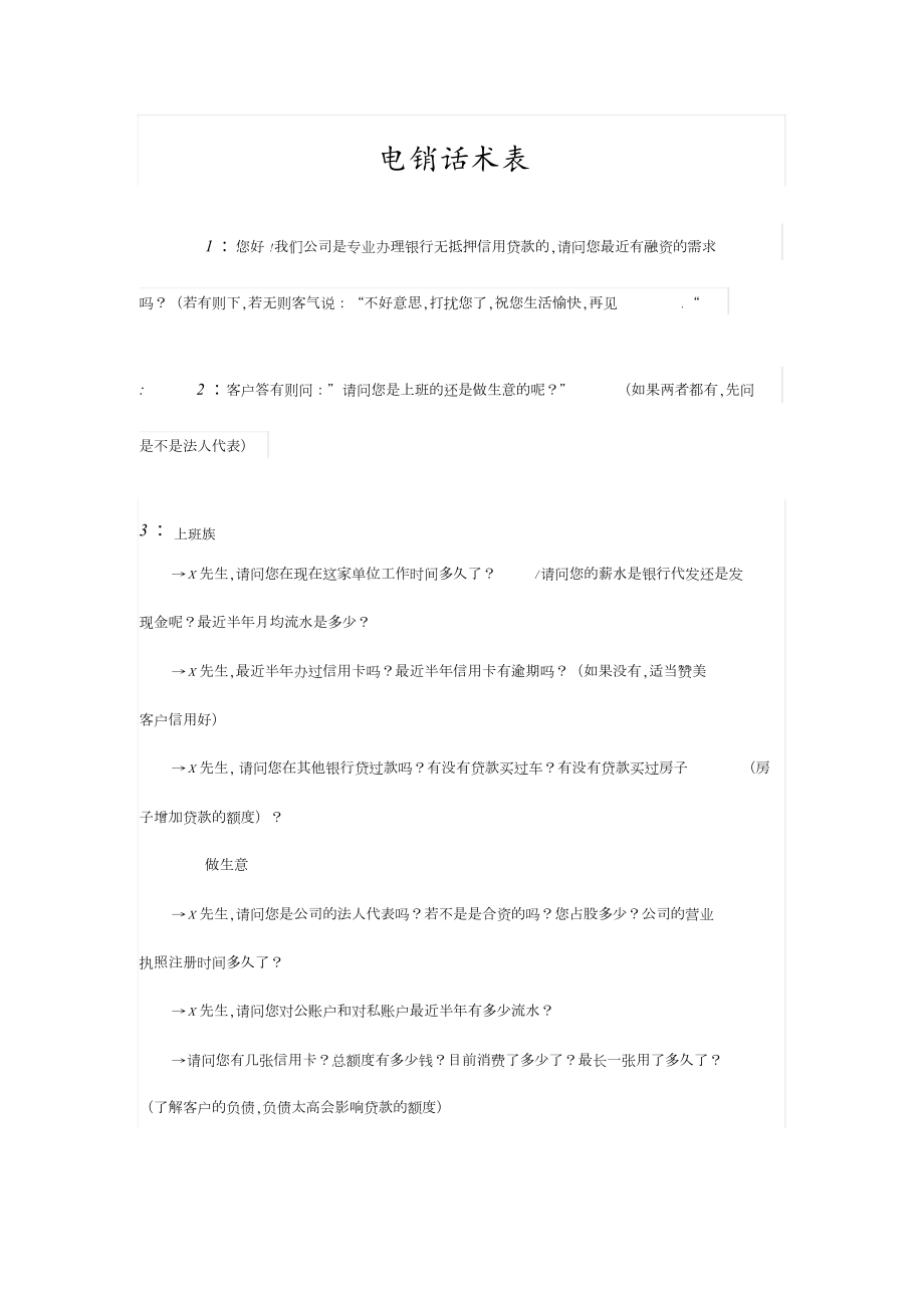 贷款话术表[共4页][共4页]_第1页