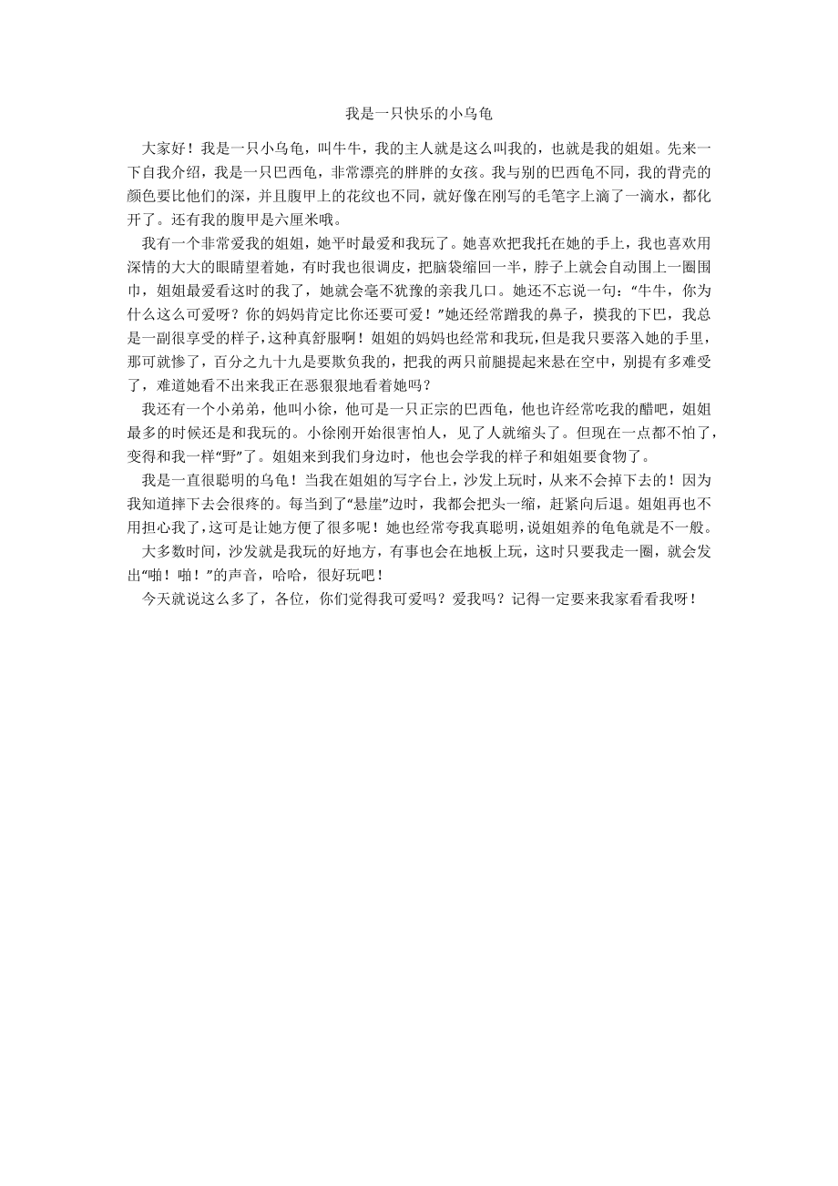 我是一只快乐的小乌龟_第1页