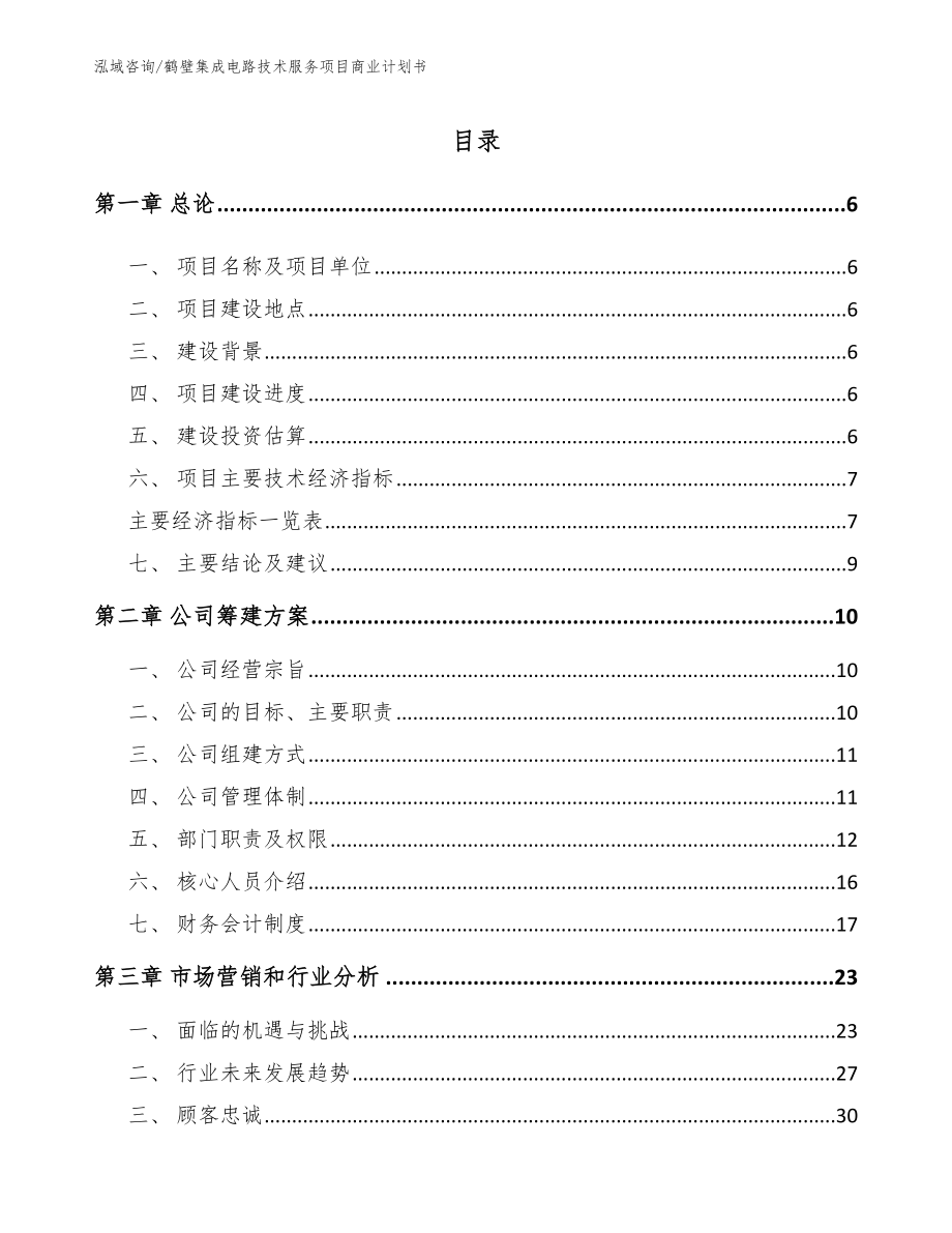 鹤壁集成电路技术服务项目商业计划书_第1页