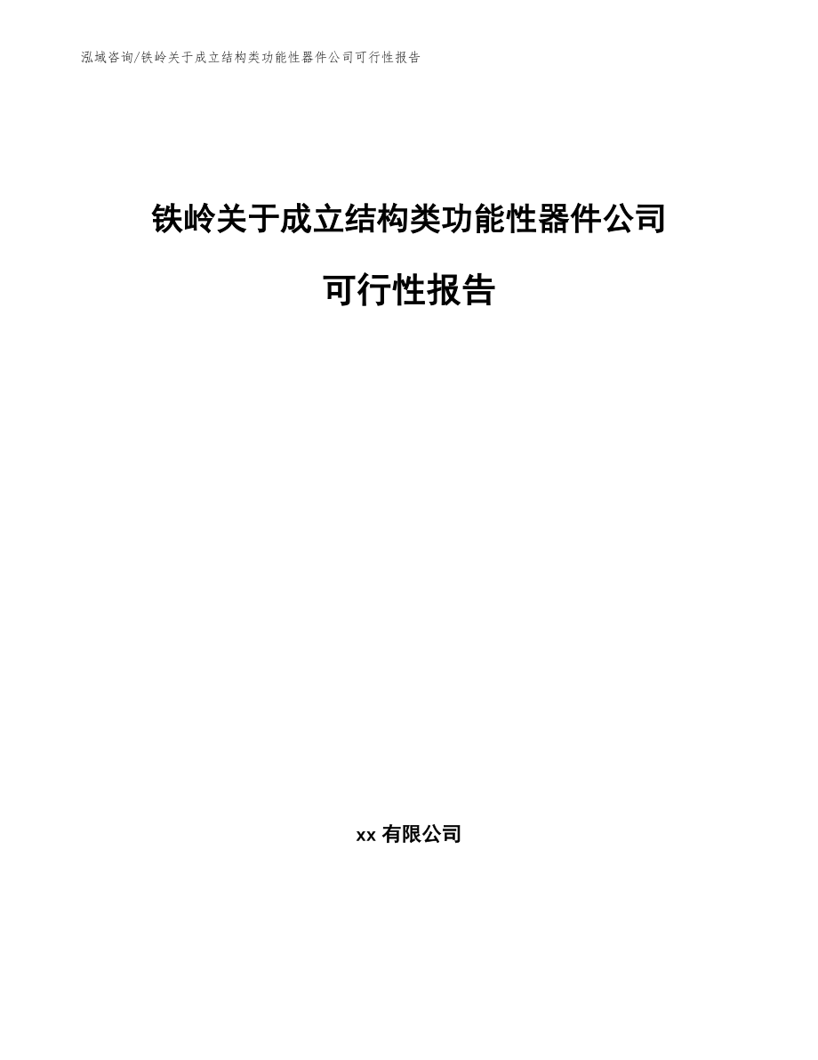 铁岭关于成立结构类功能性器件公司可行性报告参考模板_第1页