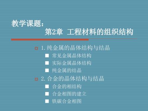 教學(xué)課題第2章工程材料的組織結(jié)構(gòu)