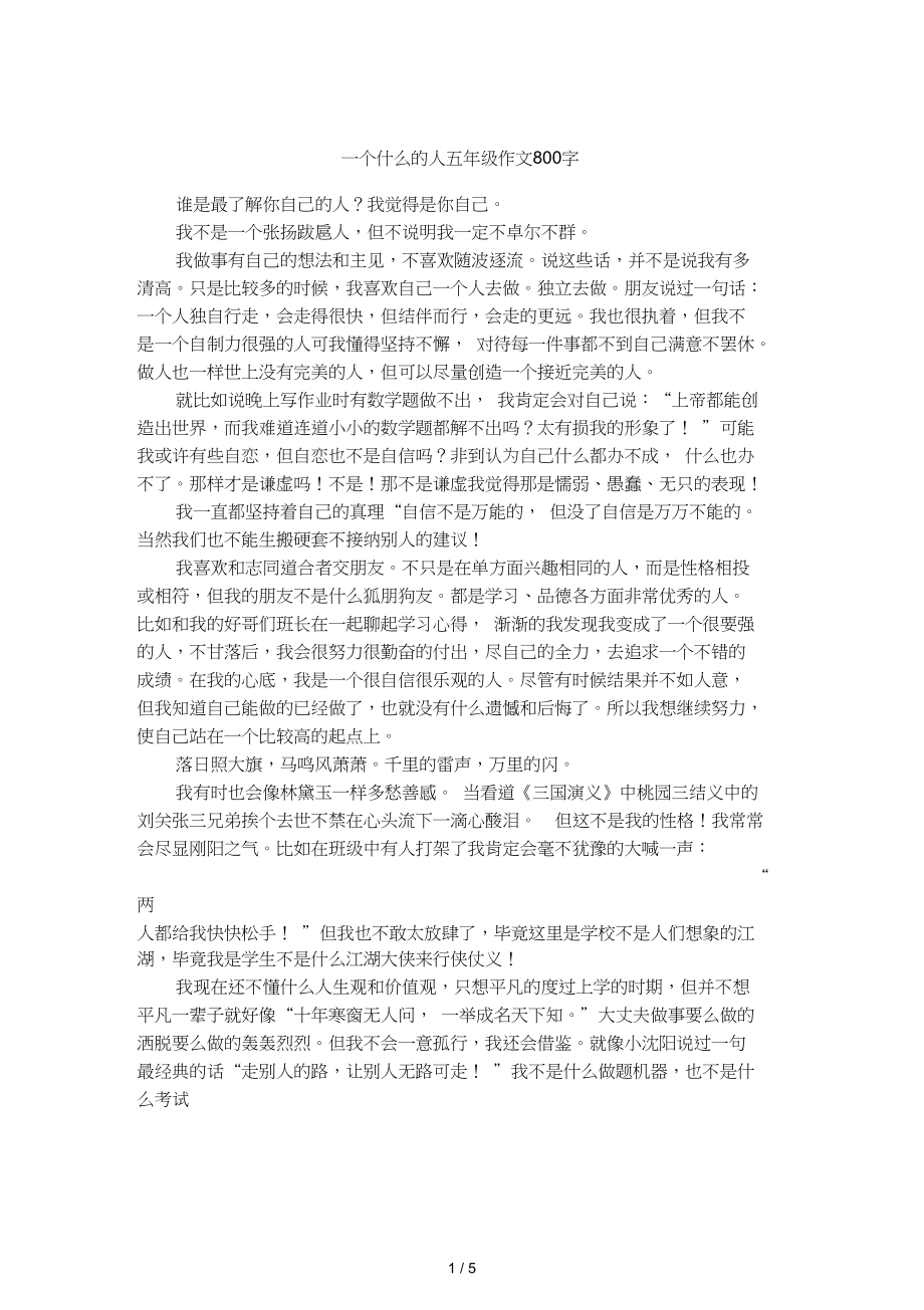 一个什么的人五年级作文800字_第1页