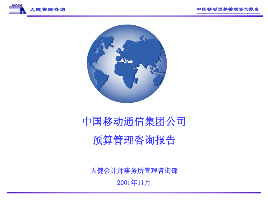 天健咨询—中国移动预算管理咨询报告_第1页