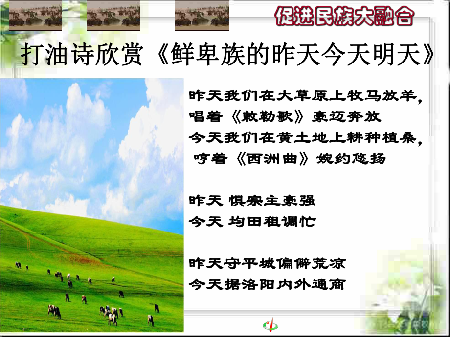 人教版高中历史选修1第三单元第3课促进民族大融合共28张PPT_第1页