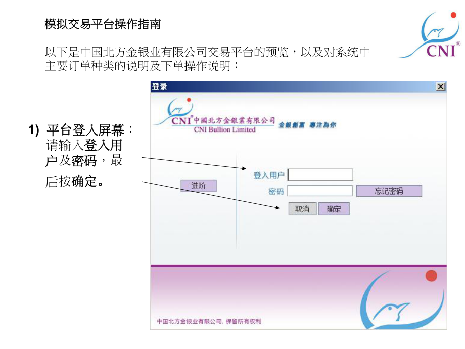 平台登入屏幕请输入登入用户及密码最后按确定_第1页