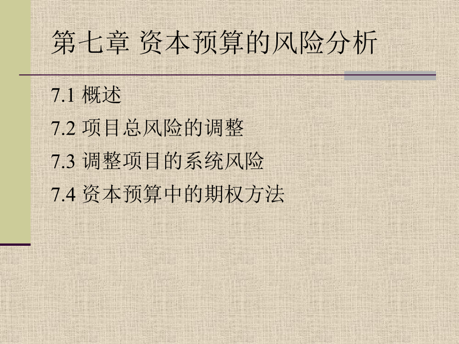 第七讲 资本预算的风险分析_第1页