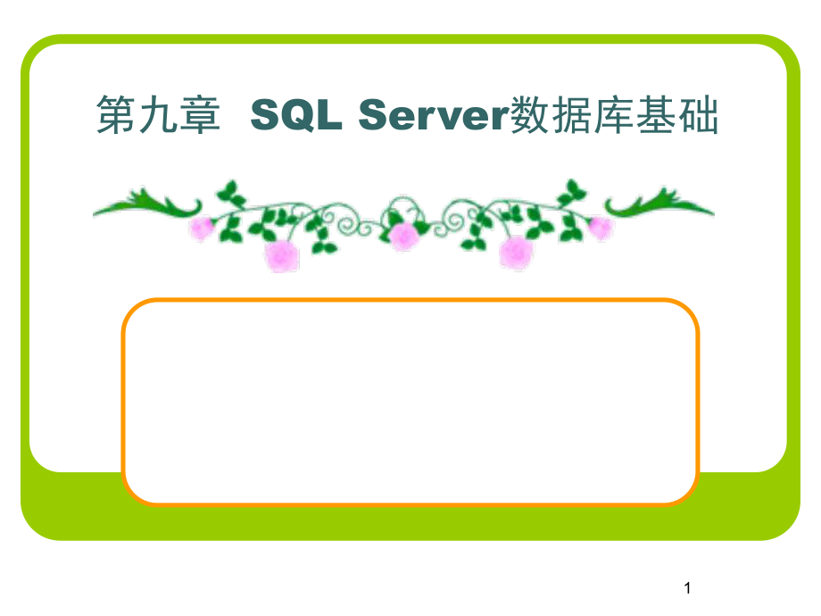 第九章SQLServer数据库基础PPT课件_第1页