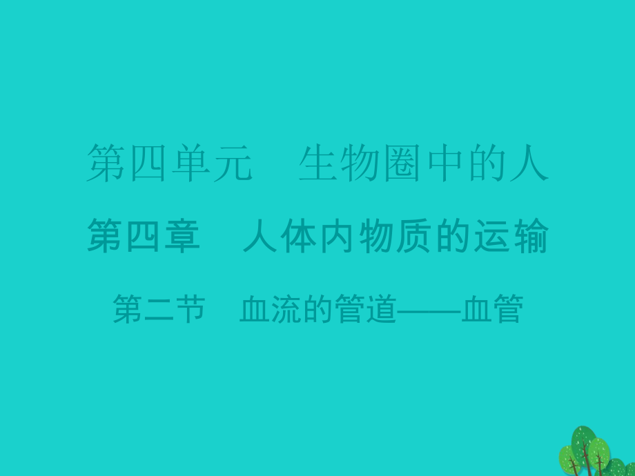 广东省七年级生物下册 第4章 第二节 血流的管道——血管导练课件 （新）新人教_第1页