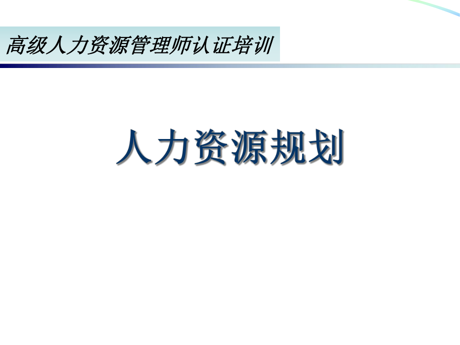 高级人力资源管理师认证培训-人力资源规划_第1页