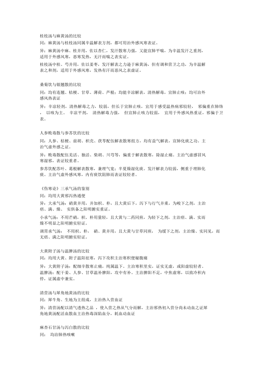 桂枝汤与麻黄汤的比较_第1页