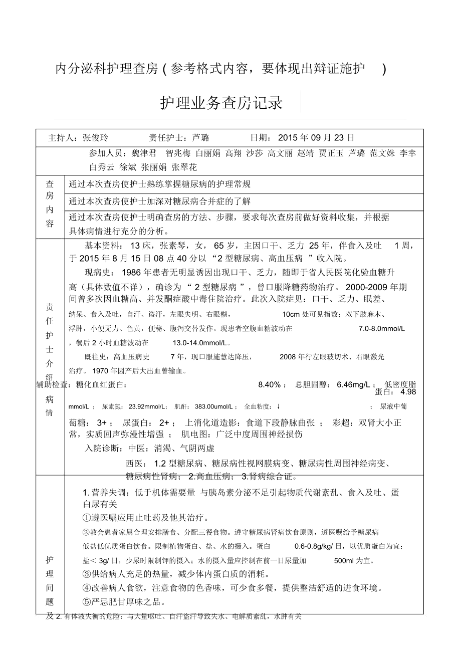 护理查房记录-样例_第1页