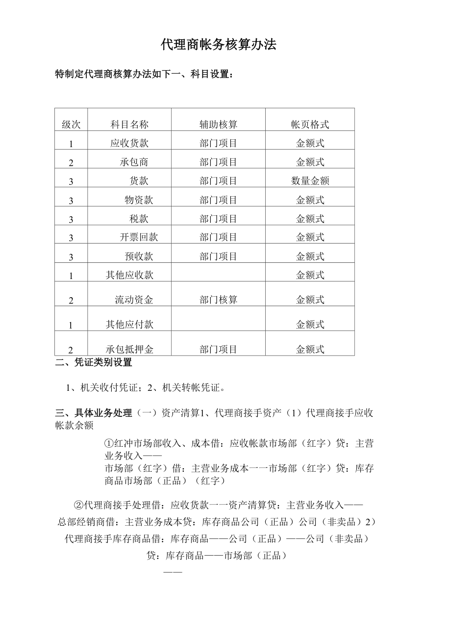代理商帐务核算办法_第1页