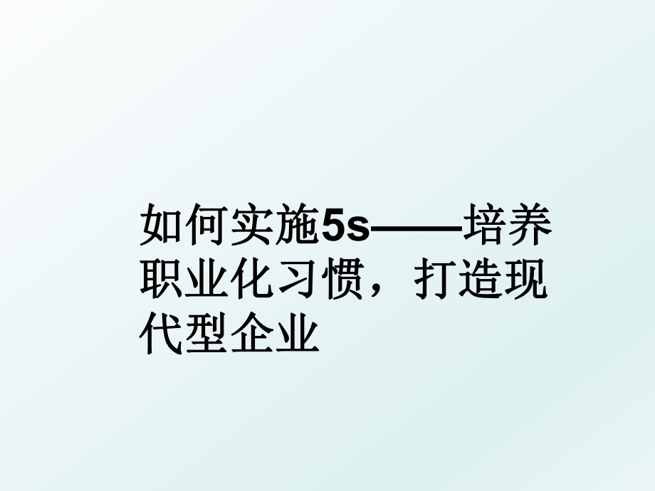 如何实施5s——培养职业化习惯打造现代型企业_第1页